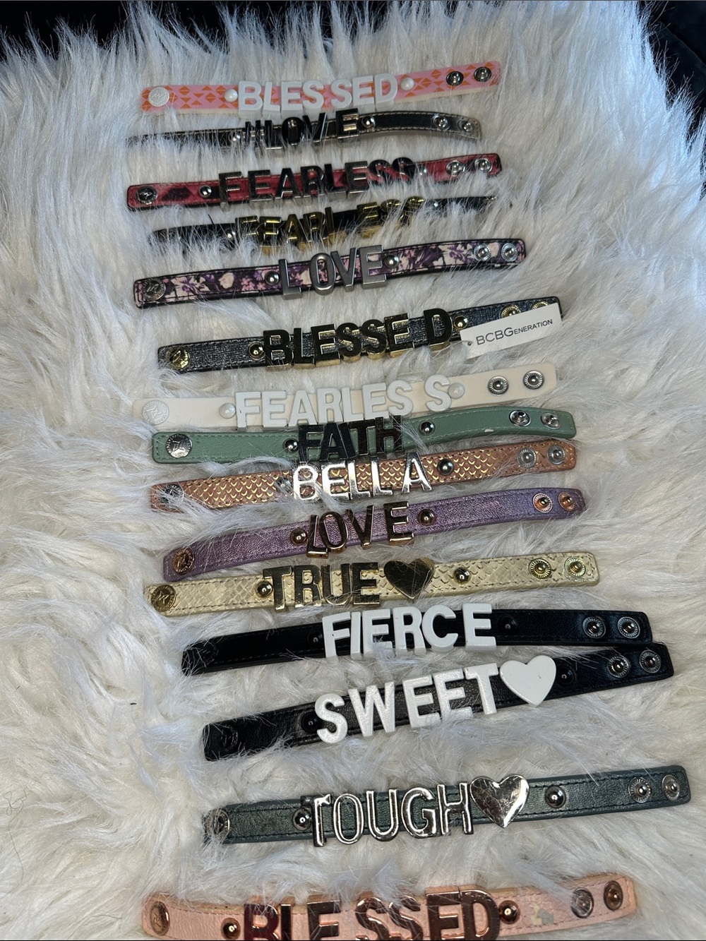Assorted bcbg bracelets.